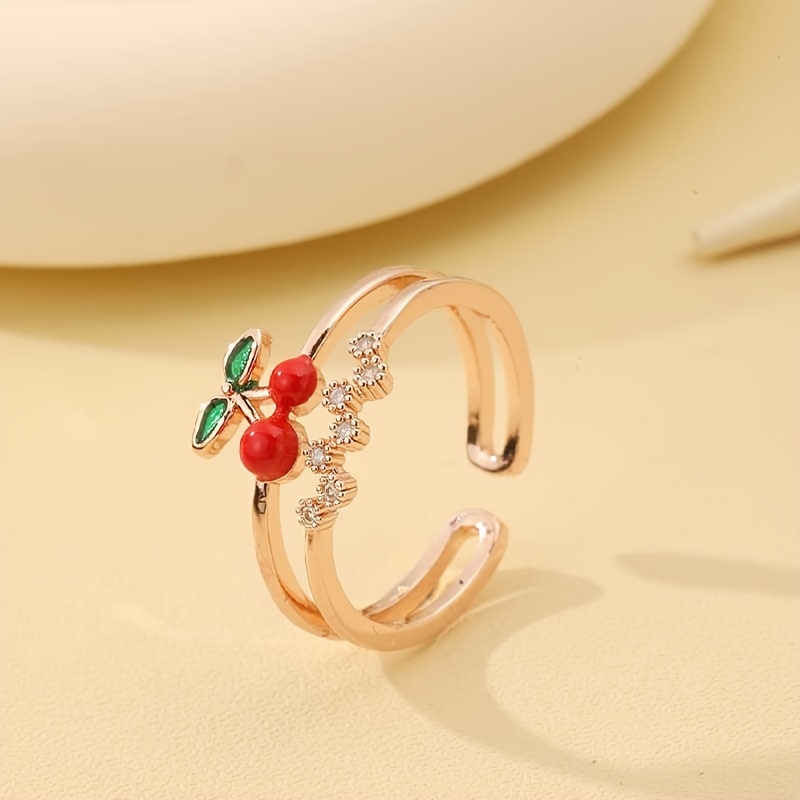 Double Layer Zirconia Cherry Ring